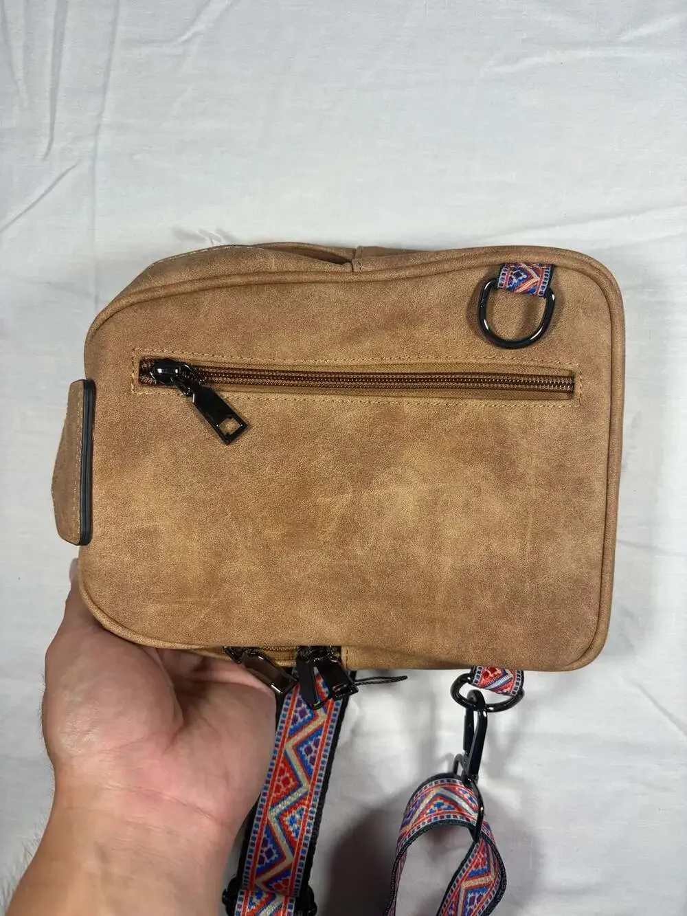 Fadeon Women's Small Sling Crossbody Bag Aztec strap soft suede